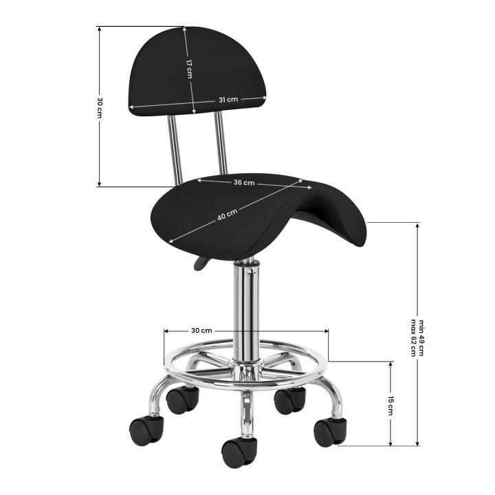 Taboret kosmetyczny 6001 czarny