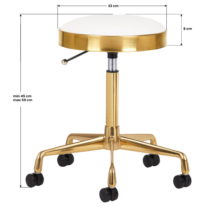 Taboret kosmetyczny H7 złoty biały