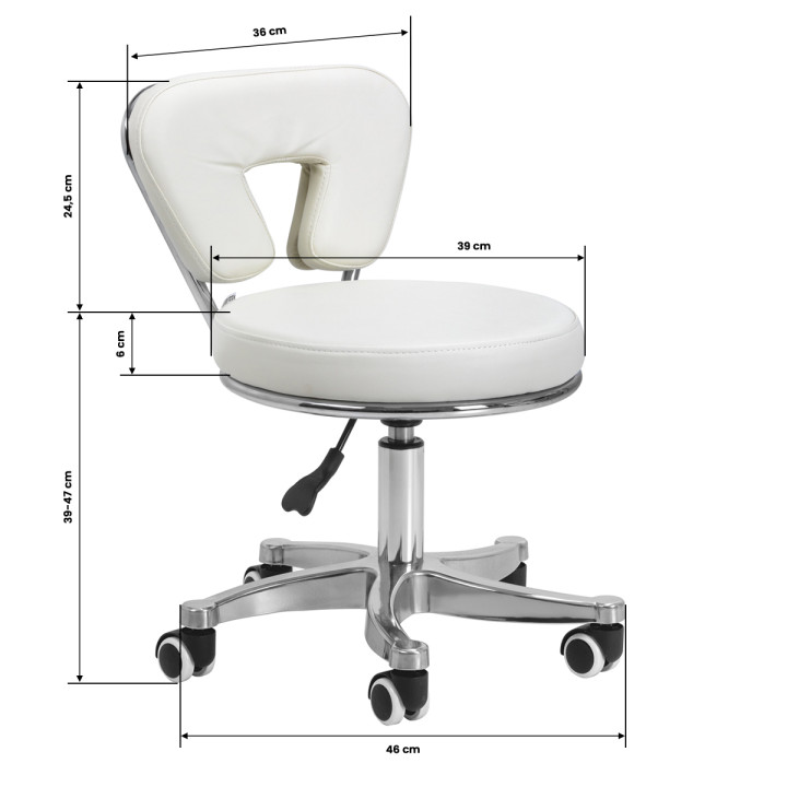 Taboret kosmetyczny do pedicure 9266 biały