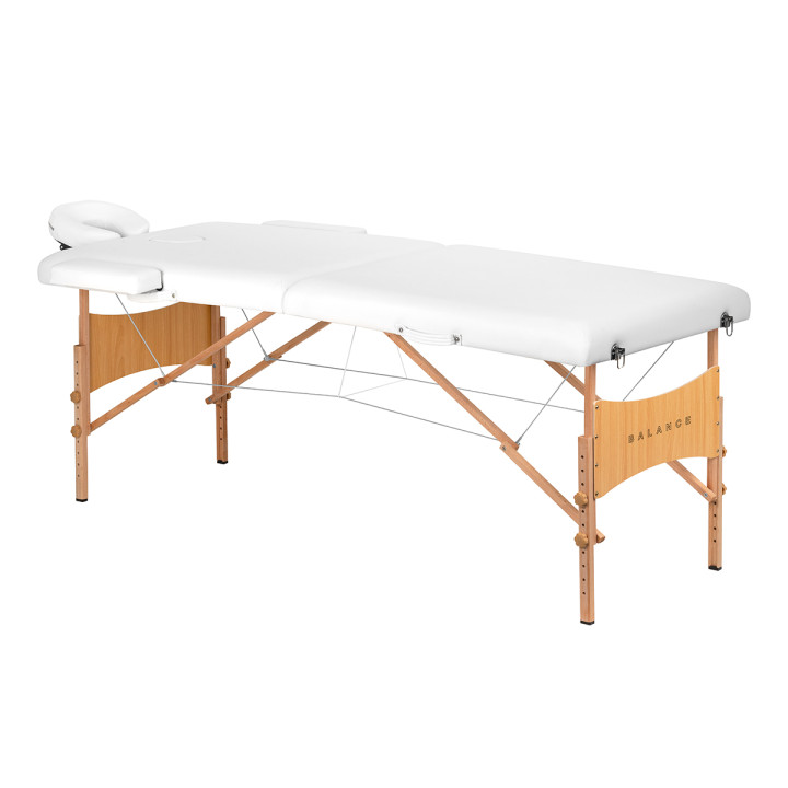 Stół składany do masażu drewniany Balance Lux 2 segmentowy 190x70 biały