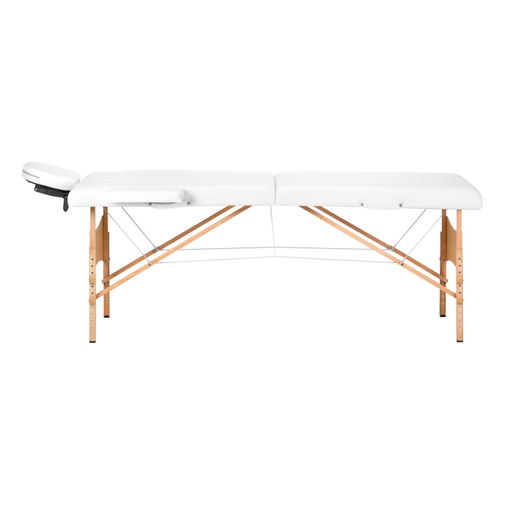 Stół składany do masażu drewniany Balance Lux 2 segmentowy 190x70 biały