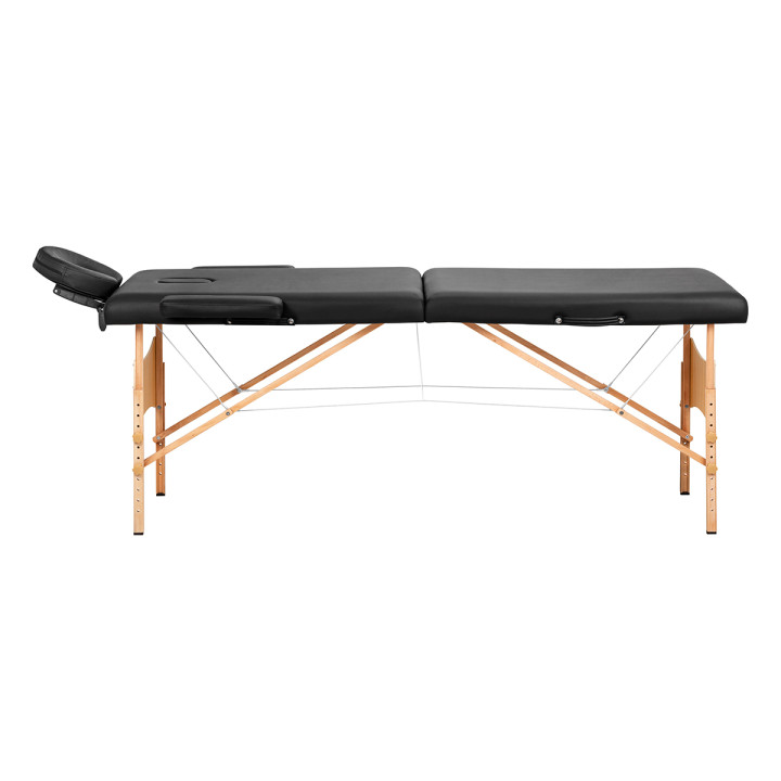 Stół składany do masażu drewniany Balance Lux 2 segmentowy 190x70 czarny