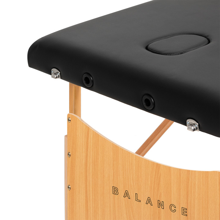 Stół składany do masażu drewniany Balance Lux 2 segmentowy 190x70 czarny