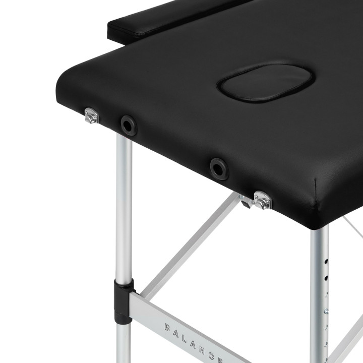 Stół składany do masażu aluminiowy Balance 2 segmenty czarny