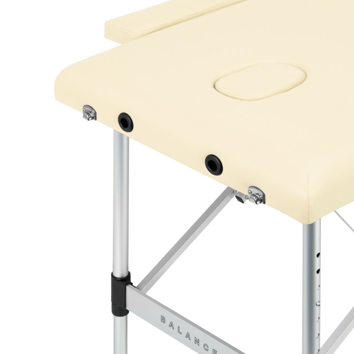 Stół składany do masażu aluminiowy Balance 2 segmentowe kremowy