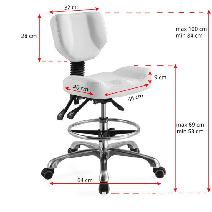 Taboret kosmetyczny A-4299 biały
