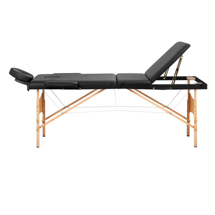 Stół składany do masażu drewniany Balance Lux 3 segmentowy 190x70 czarny