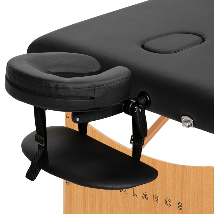 Stół składany do masażu drewniany Balance Lux 3 segmentowy 190x70 czarny