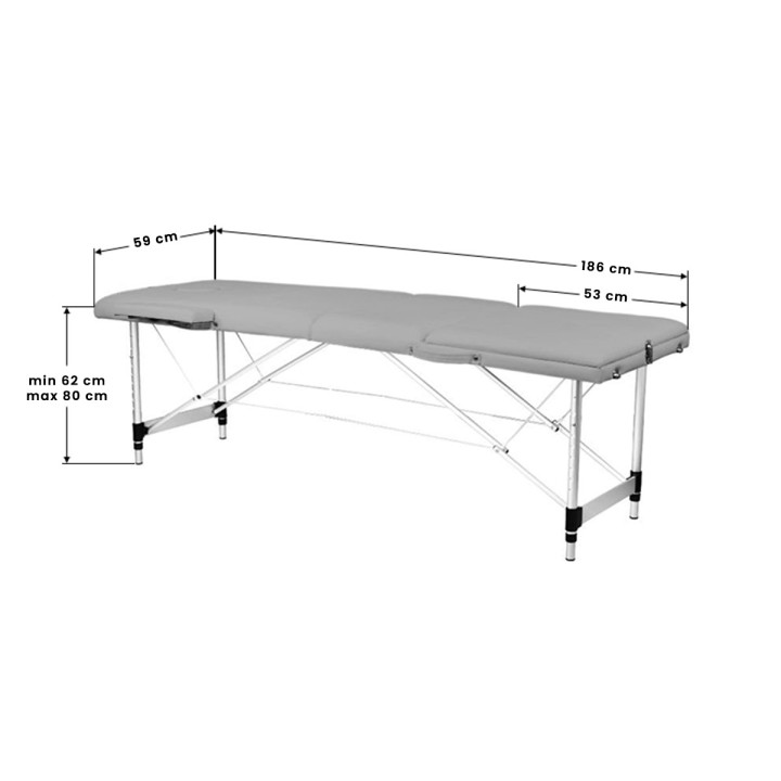 Stół składany do masażu aluminiowy Balance 3 segmentowy szary