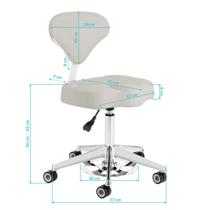 Taboret kosmetyczny Azzurro 156-F bump-up szary
