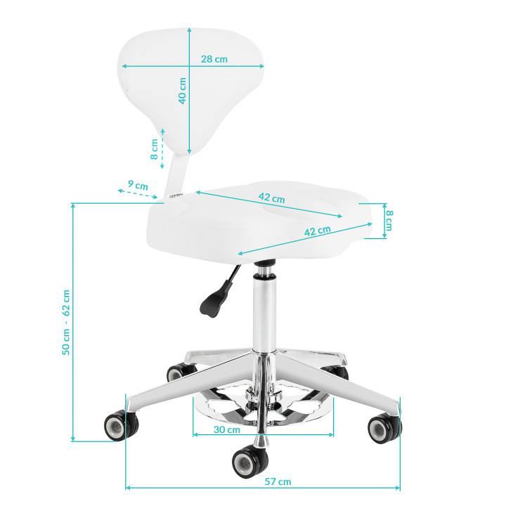 Taboret kosmetyczny Azzurro 156-F bump-up śnieżnobiały