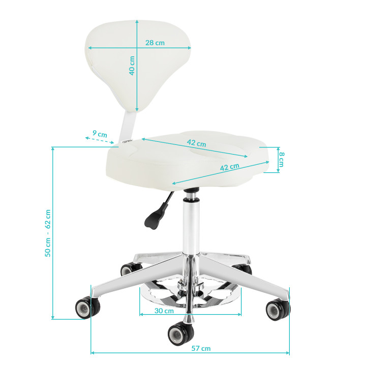 Taboret kosmetyczny Azzurro 156-F bump-up biały