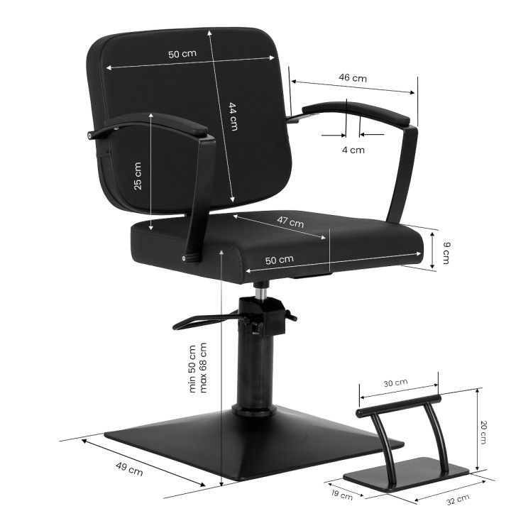 Fotel fryzjerski Hair System Edge Noir czarny