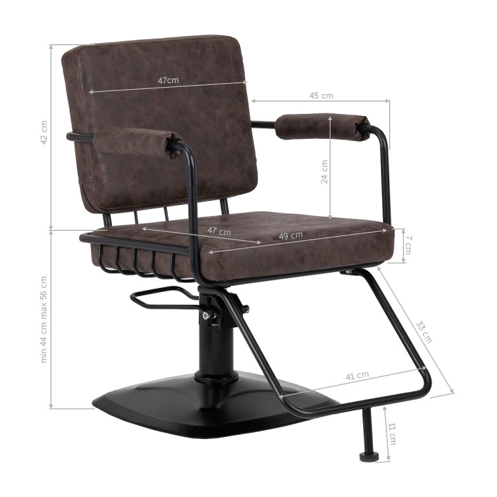 Fotel fryzjerski Gabbiano Katania Loft "Old Leather" ciemny brąz