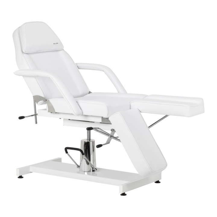 Fotel kosmetyczny hydrauliczny do pedicure Sillon 210 z kołyską i dzielonym podnóżkiem biały