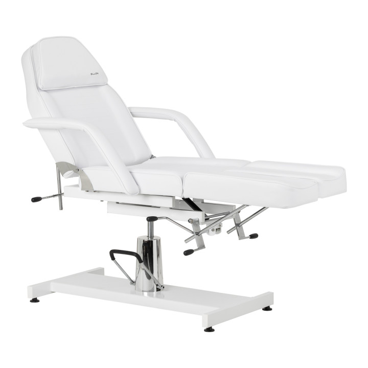 Fotel kosmetyczny hydrauliczny do pedicure Sillon 210 z kołyską i dzielonym podnóżkiem biały