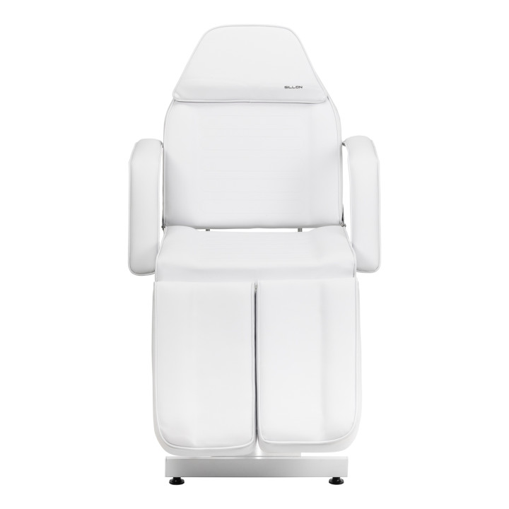Fotel kosmetyczny hydrauliczny do pedicure Sillon 210 z kołyską i dzielonym podnóżkiem biały