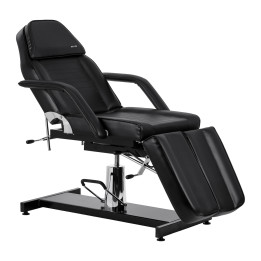 Fotel kosmetyczny hydrauliczny do pedicure Sillon 210 z kołyską i dzielonym podnóżkiem czarny