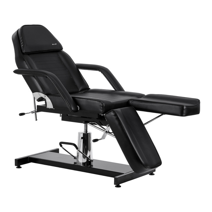 Fotel kosmetyczny hydrauliczny do pedicure Sillon 210 z kołyską i dzielonym podnóżkiem czarny