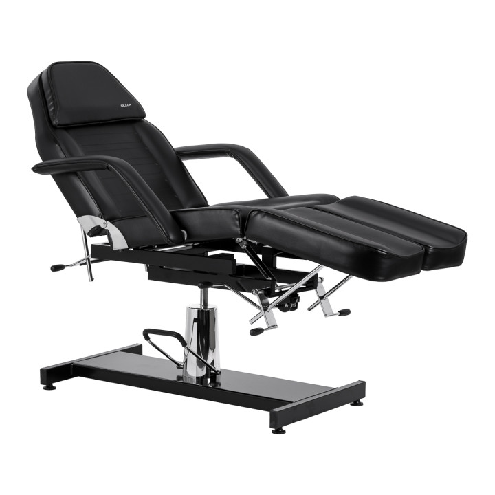 Fotel kosmetyczny hydrauliczny do pedicure Sillon 210 z kołyską i dzielonym podnóżkiem czarny