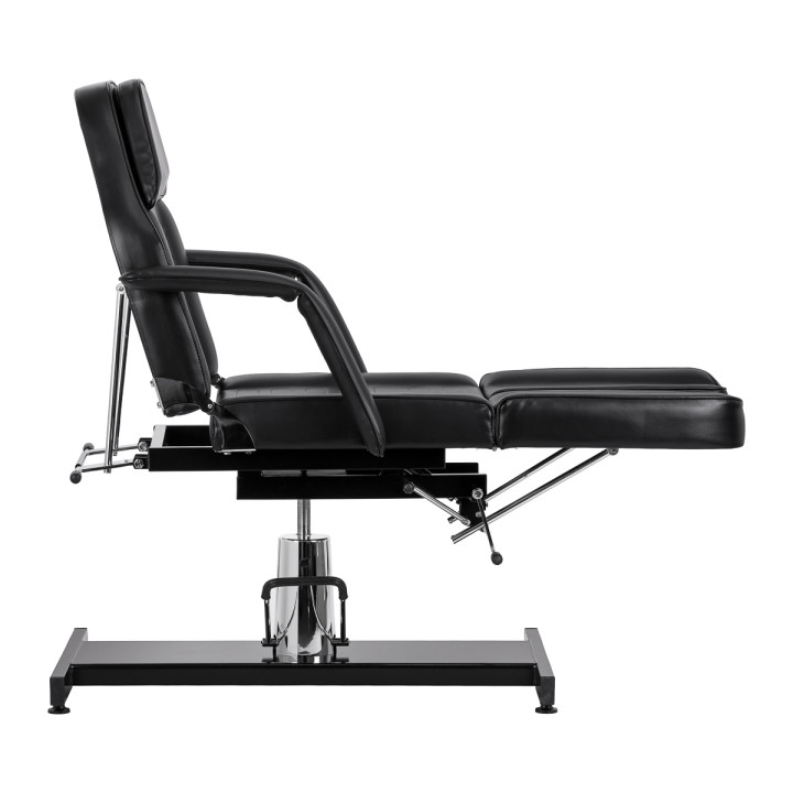 Fotel kosmetyczny hydrauliczny do pedicure Sillon 210 z kołyską i dzielonym podnóżkiem czarny