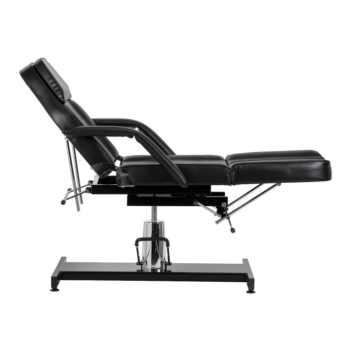 Fotel kosmetyczny hydrauliczny do pedicure Sillon 210 z kołyską i dzielonym podnóżkiem czarny