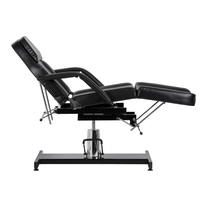 Fotel kosmetyczny hydrauliczny do pedicure Sillon 210 z kołyską i dzielonym podnóżkiem czarny