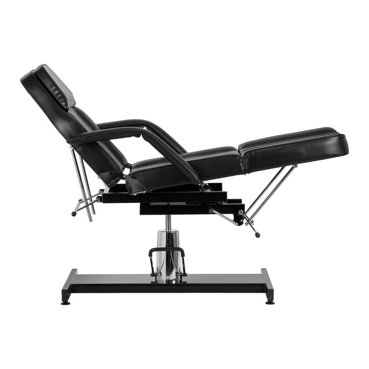Fotel kosmetyczny hydrauliczny do pedicure Sillon 210 z kołyską i dzielonym podnóżkiem czarny