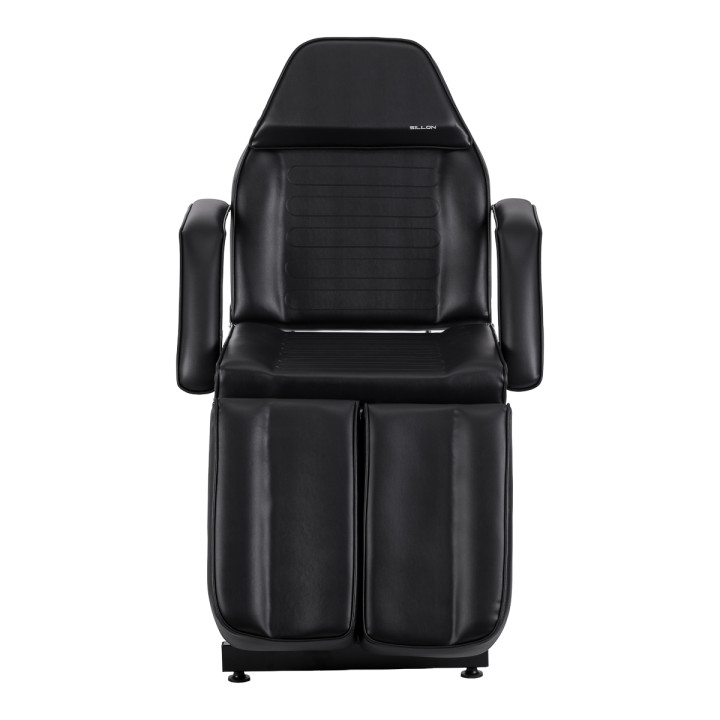 Fotel kosmetyczny hydrauliczny do pedicure Sillon 210 z kołyską i dzielonym podnóżkiem czarny