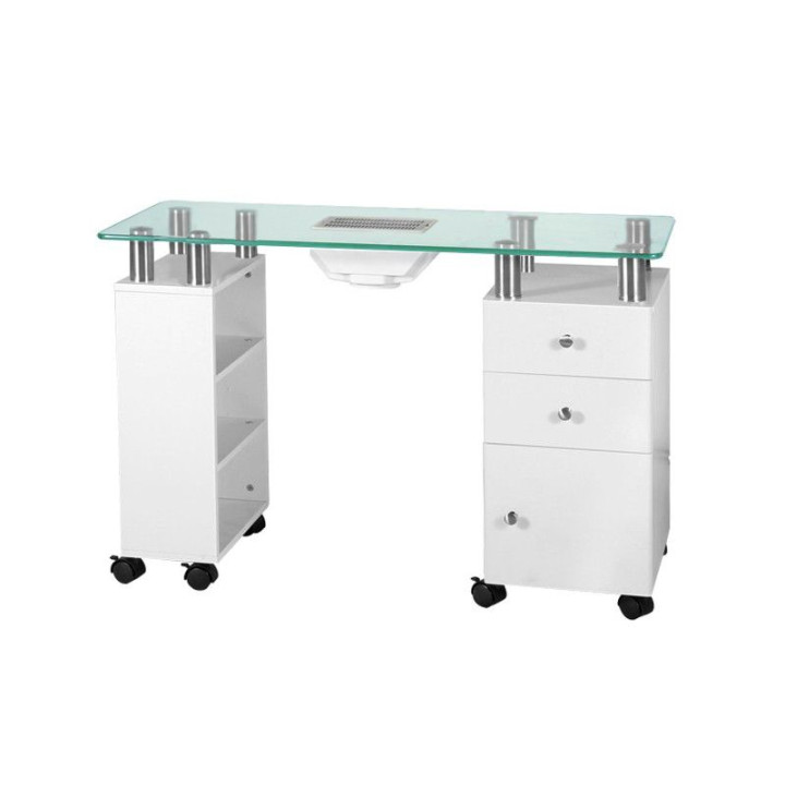Biurko Glass 013B z pochłaniaczem AM-8A białe
