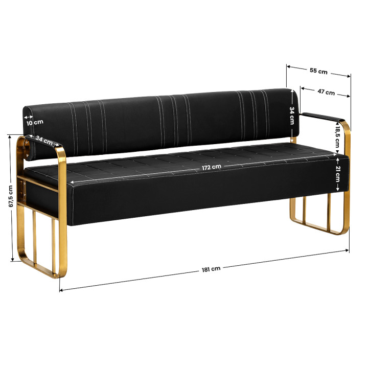 Sofa do poczekalni Gabbiano Avila czarno-złota
