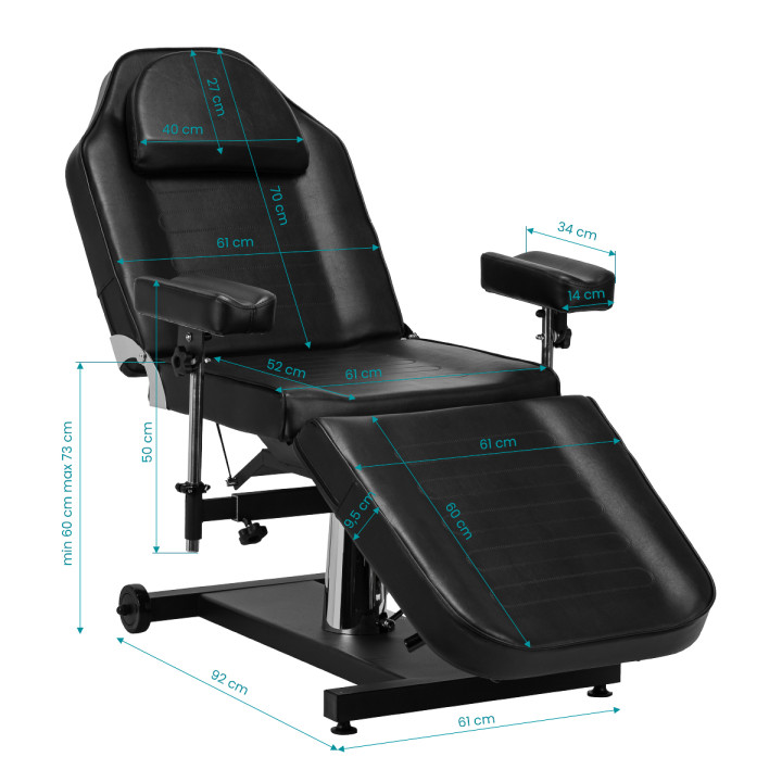 Fotel hydrauliczny do tatuażu Pro Ink 322F czarny