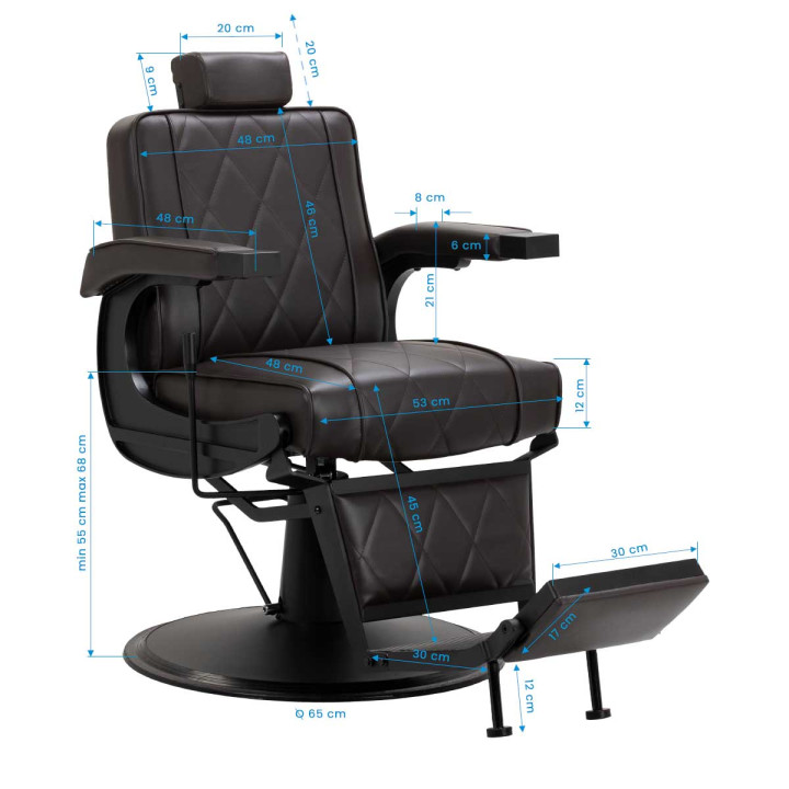 Fotel barberski Hair System BM88066B brązowy na czarnej podstawie