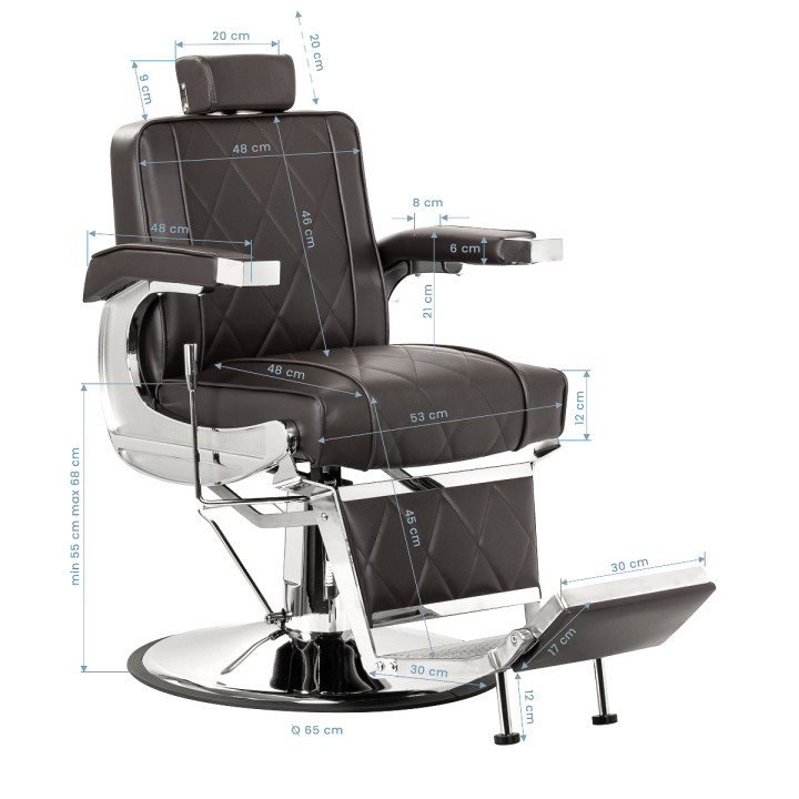 Fotel barberski Hair System BM88066 brązowy