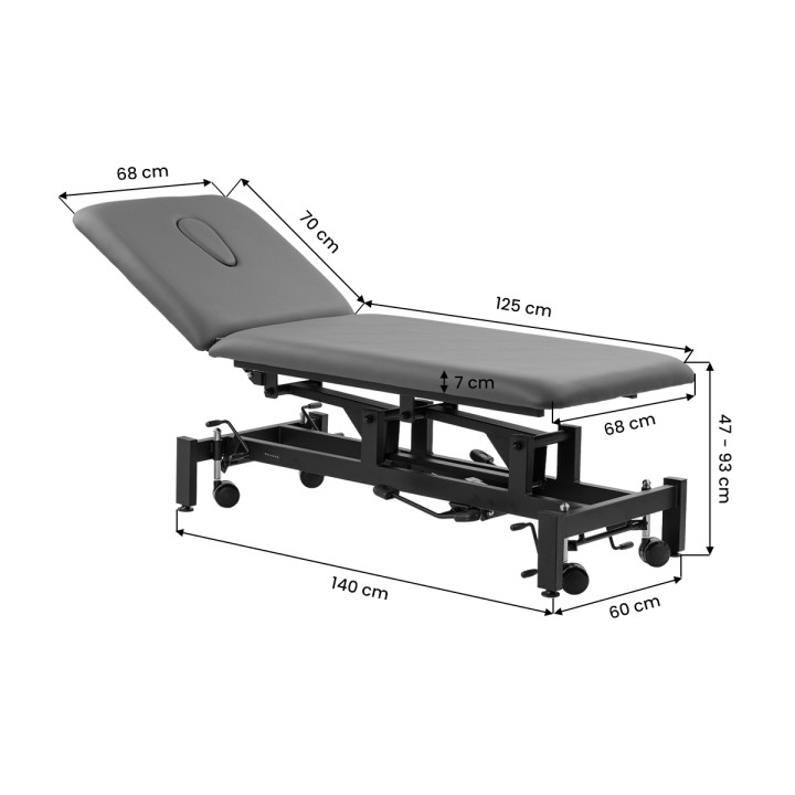 Stół rehabilitacyjny do masażu i fizjoterapii hydrauliczny Balance Solidum 5 Szary