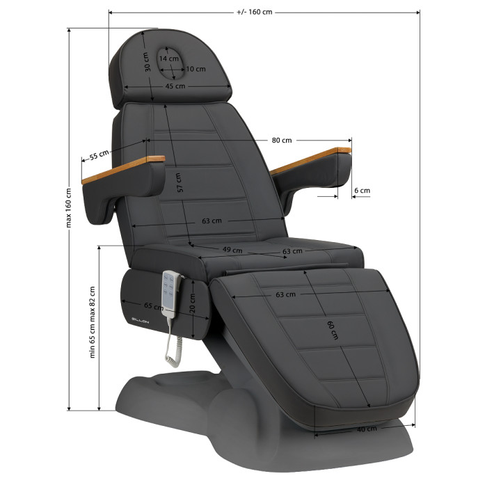 Fotel kosmetyczny elektryczny Sillon Lux 273b 3 silniki szary na szarej podstawie
