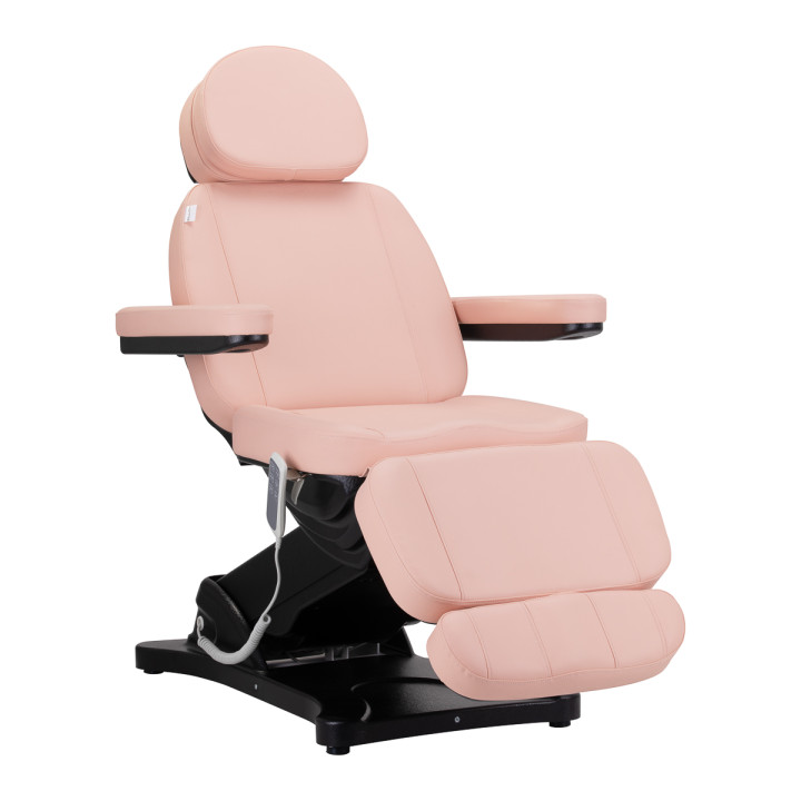 Fotel kosmetyczny elektryczny Sillon Classic 3 silniki różowy z czarną podstawą