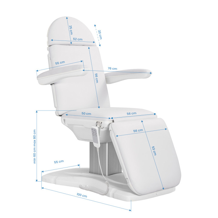 Fotel kosmetyczny elektryczny Sillon Eclipse 3 silniki biały
