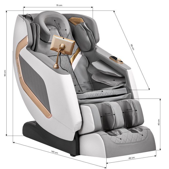 Fotel masujący Sakura Classic 306 Biało Szary