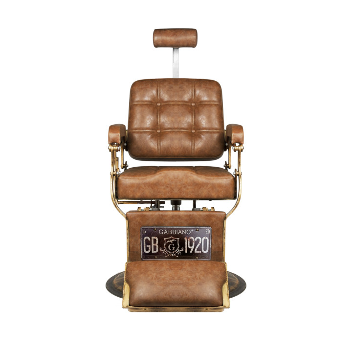 Fotel barberski Gabbiano Boss "Old Leather" jasnobrązowy