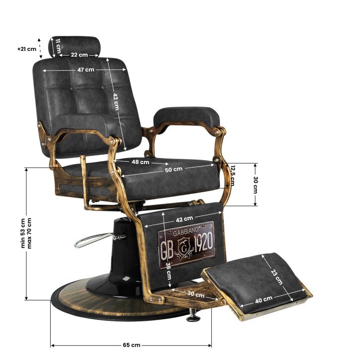 Fotel barberski Gabbiano Boss "Old Leather" czarny