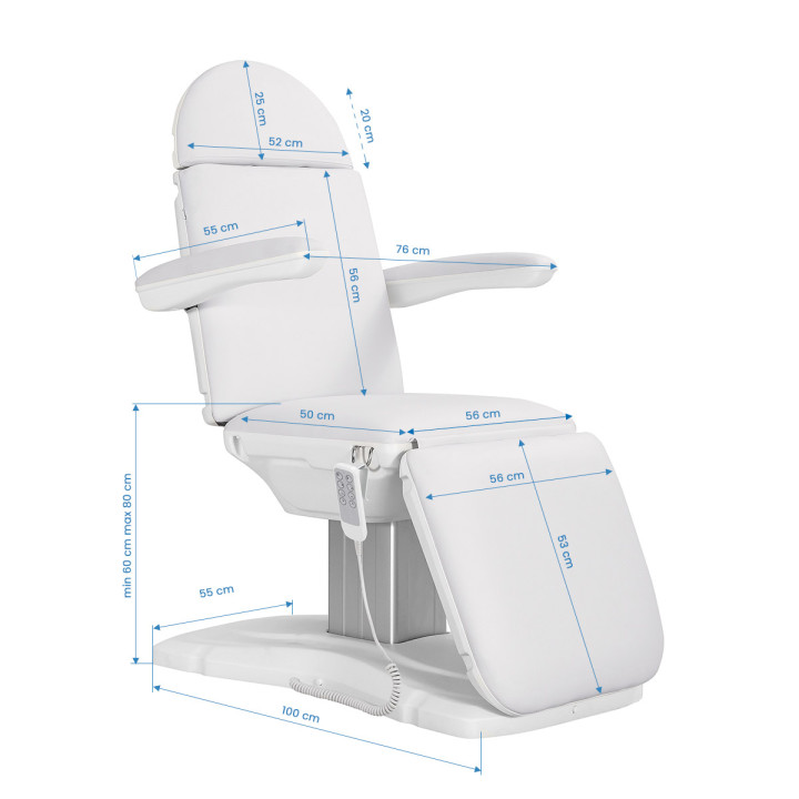 Fotel kosmetyczny elektryczny Sillon Eclipse 4 silniki biały