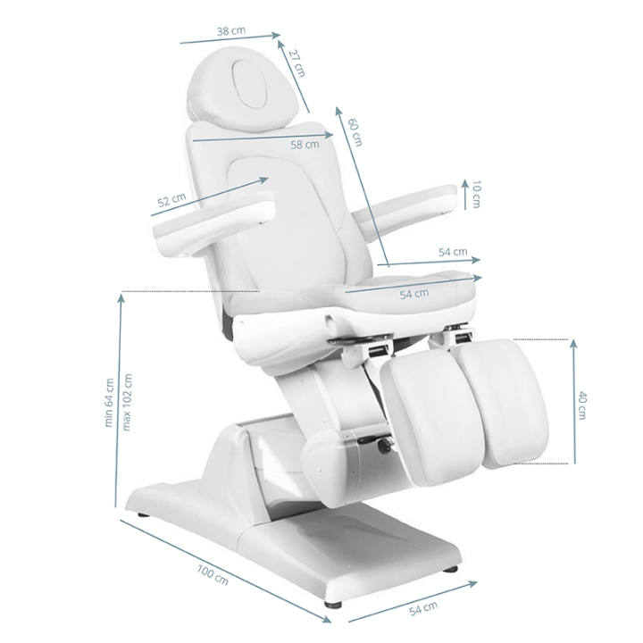 Fotel kosmetyczny do pedicure elektryczny Azzurro 870S 3 silniki biały