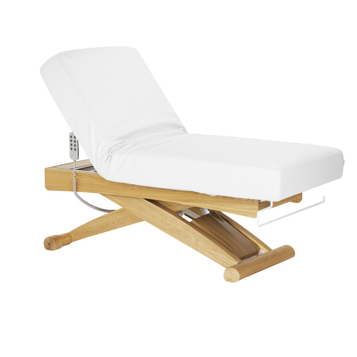 Leżanka SPA Sillon Siesta biała z jasnobrązową podstawą