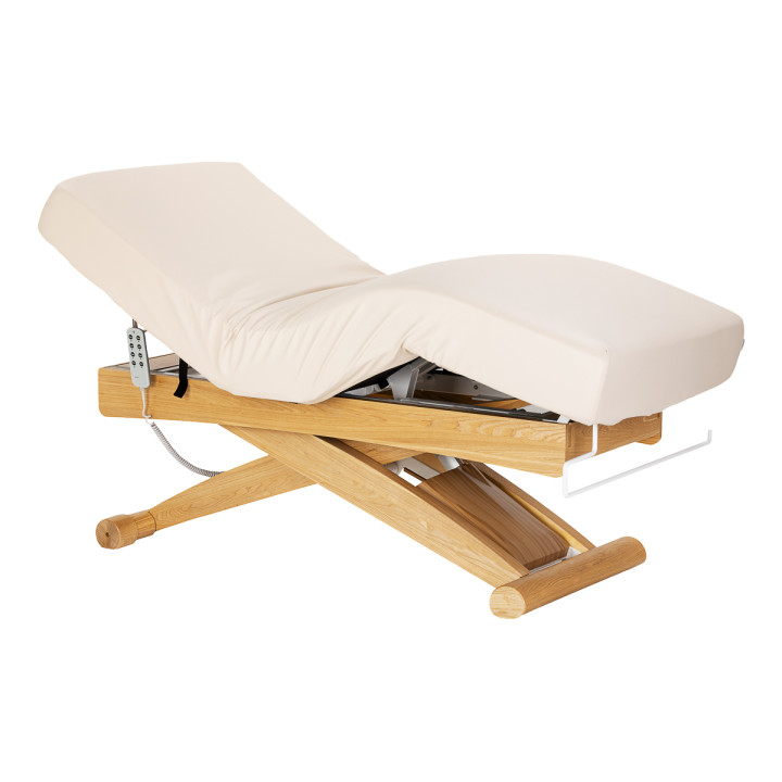 Leżanka SPA Sillon Siesta kremowa z jasnobrązową podstawą
