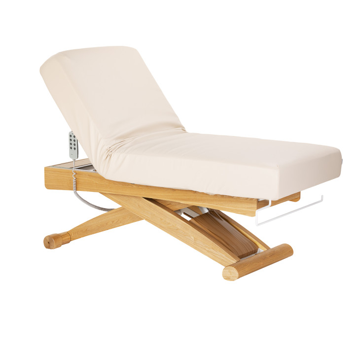 Leżanka SPA Sillon Siesta kremowa z jasnobrązową podstawą