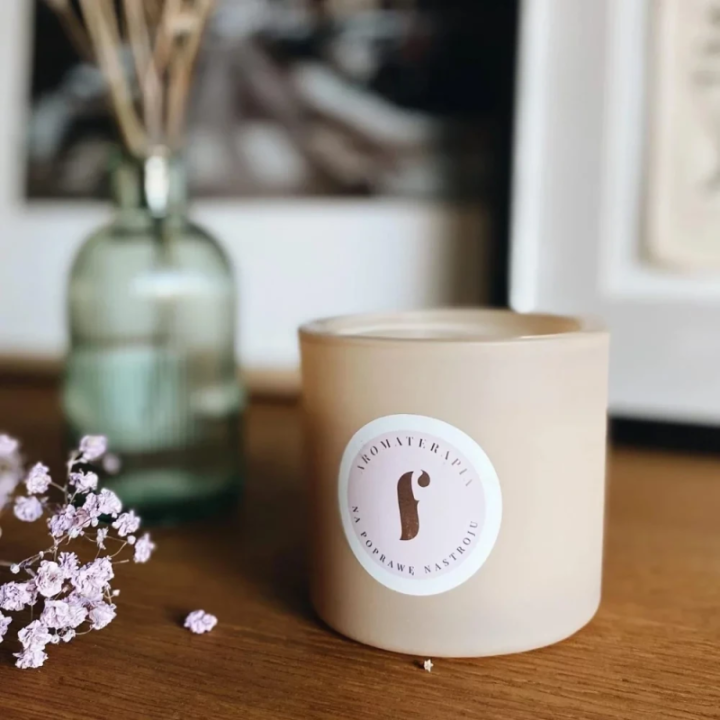 Duża Naturalna świeca sojowa do aromaterapii NA POPRAWĘ NASTROJU 170g