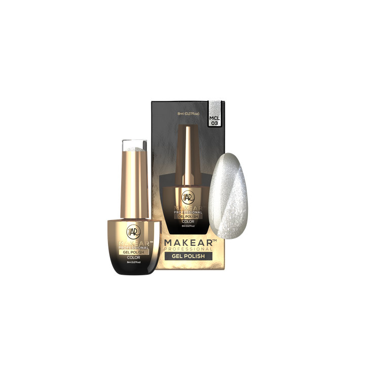 Makear MCL03 Silver Purr Lakier Hybrydowy CatEye 8ml