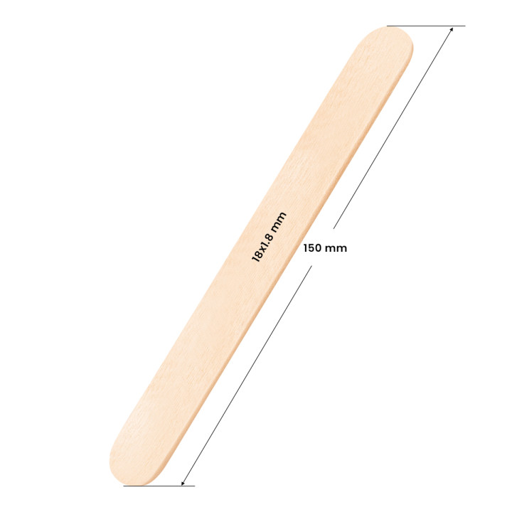 Szpatułka drewniana duża 150 x 18 x 1.8 mm - 150 sztuk