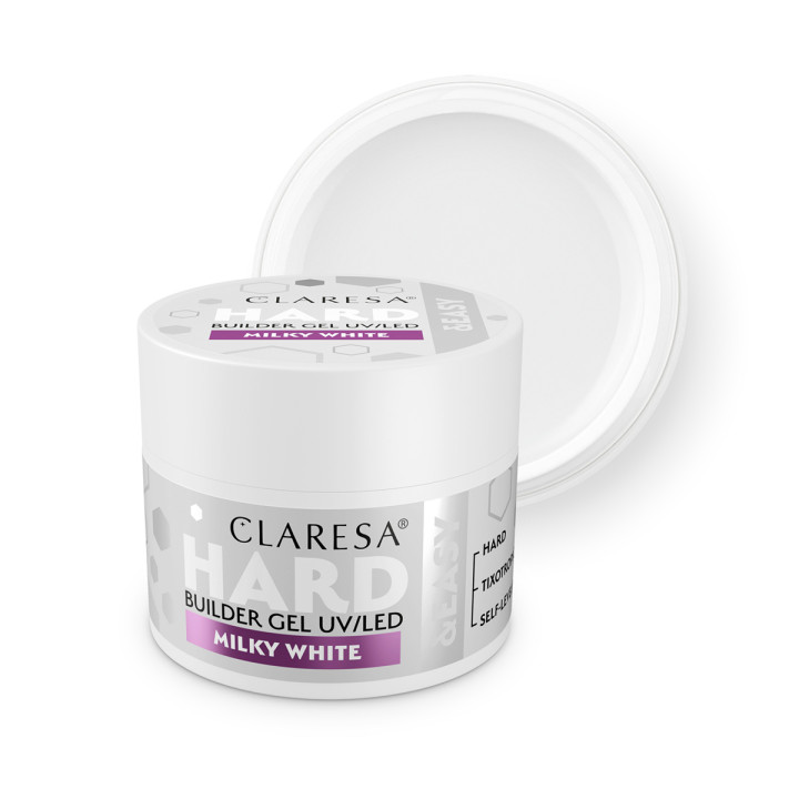 Claresa Żel budujący Hard&easy builder gel milky white 12g